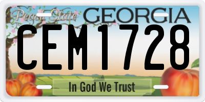 GA license plate CEM1728