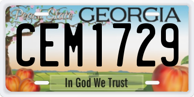 GA license plate CEM1729