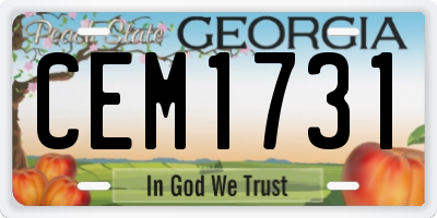 GA license plate CEM1731