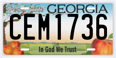 GA license plate CEM1736