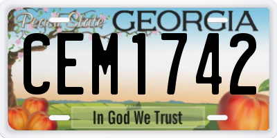 GA license plate CEM1742