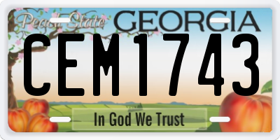 GA license plate CEM1743