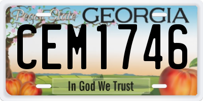 GA license plate CEM1746