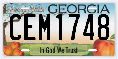 GA license plate CEM1748