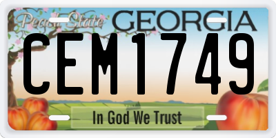 GA license plate CEM1749