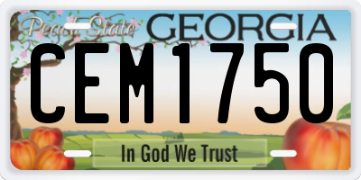 GA license plate CEM1750