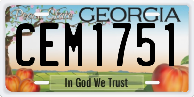 GA license plate CEM1751