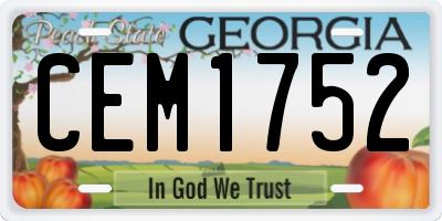 GA license plate CEM1752