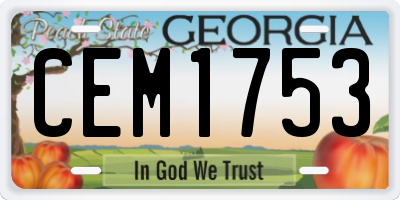 GA license plate CEM1753
