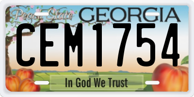 GA license plate CEM1754