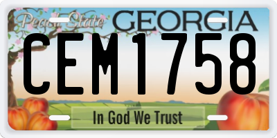GA license plate CEM1758