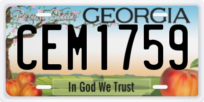 GA license plate CEM1759