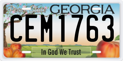 GA license plate CEM1763