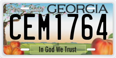 GA license plate CEM1764