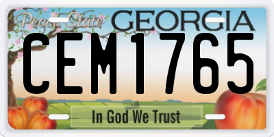 GA license plate CEM1765