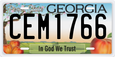 GA license plate CEM1766