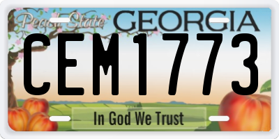 GA license plate CEM1773