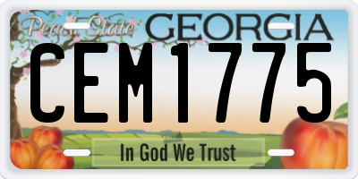 GA license plate CEM1775
