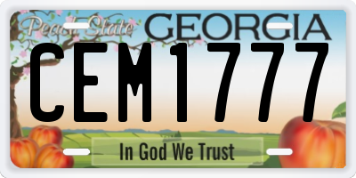GA license plate CEM1777