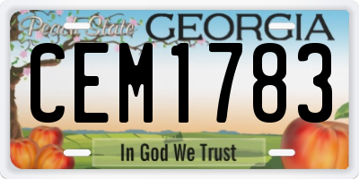GA license plate CEM1783
