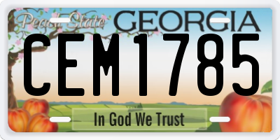 GA license plate CEM1785