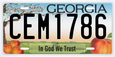 GA license plate CEM1786