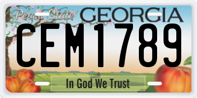 GA license plate CEM1789