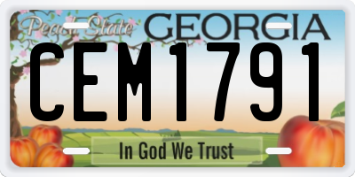 GA license plate CEM1791