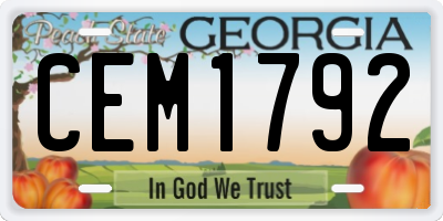 GA license plate CEM1792