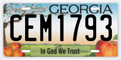 GA license plate CEM1793