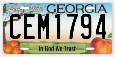 GA license plate CEM1794