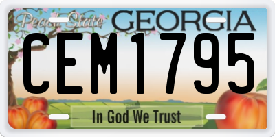 GA license plate CEM1795