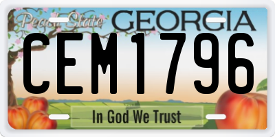 GA license plate CEM1796