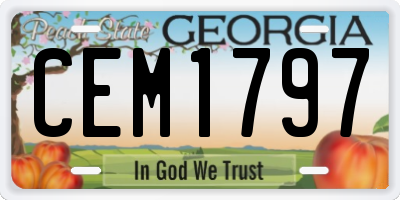 GA license plate CEM1797