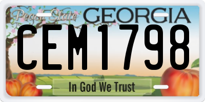GA license plate CEM1798
