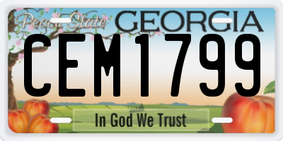 GA license plate CEM1799