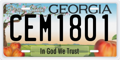 GA license plate CEM1801