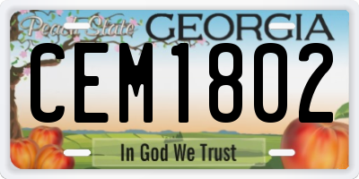 GA license plate CEM1802