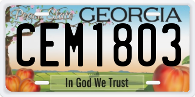 GA license plate CEM1803