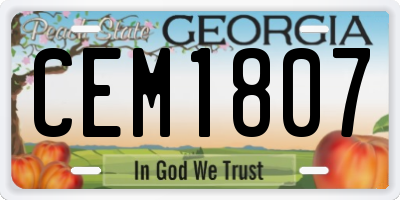 GA license plate CEM1807