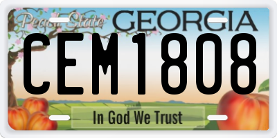 GA license plate CEM1808