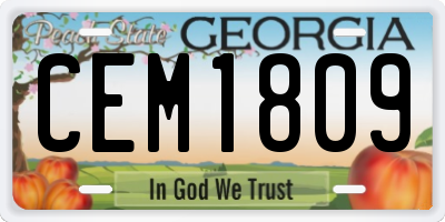 GA license plate CEM1809
