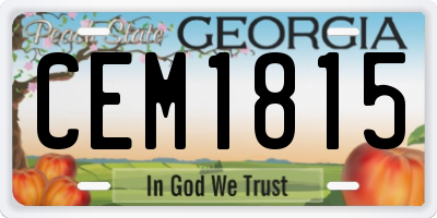 GA license plate CEM1815