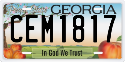 GA license plate CEM1817