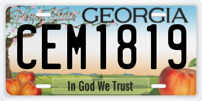 GA license plate CEM1819