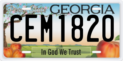 GA license plate CEM1820