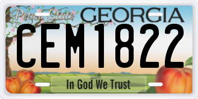 GA license plate CEM1822