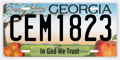 GA license plate CEM1823