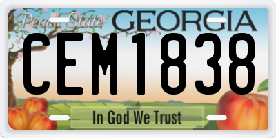 GA license plate CEM1838