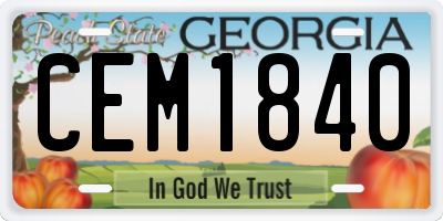 GA license plate CEM1840